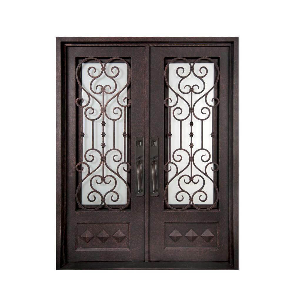 double iron door with kickplate and square top