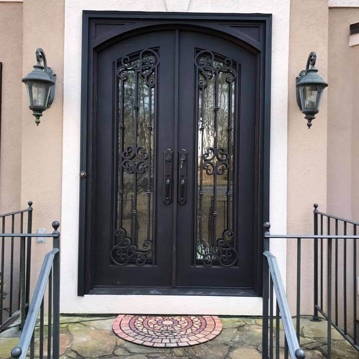 double iron door with double-pane low-e glass