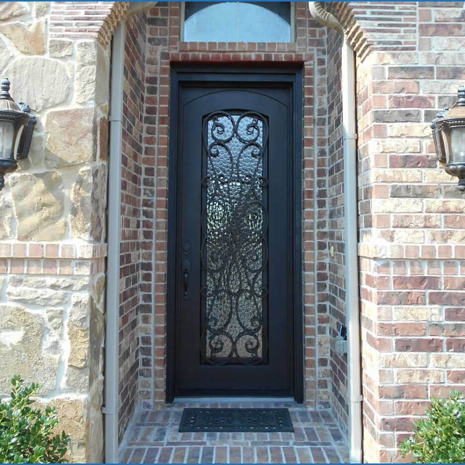 single door with aquatex glass and beautiful scrollwork