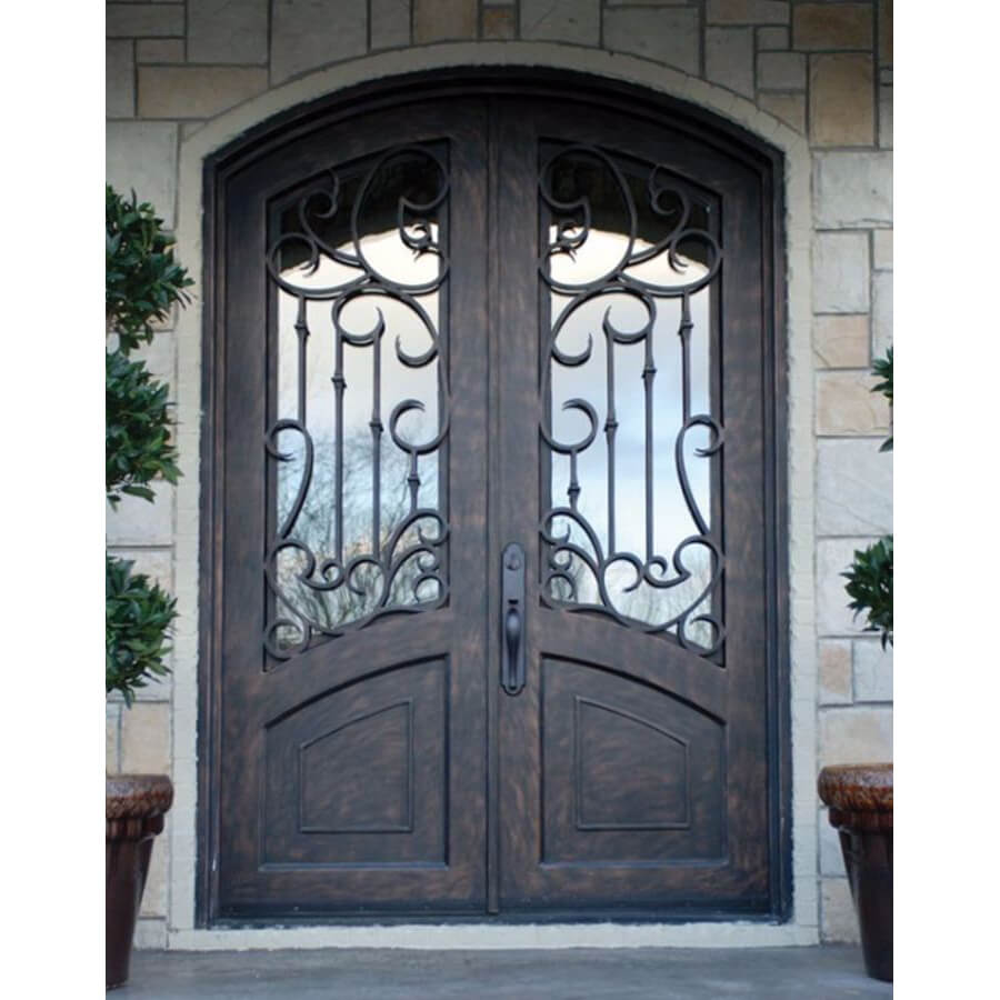 GID smooth scrollwork iron front double door with kickplate