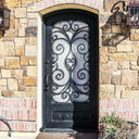 single door with kickplate and flower scrollwork