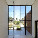 Large glass iron French double door with two sidelights