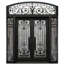 double iron door with frosted glass and exquisite scrollwork