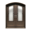 double iron door with arched top and kickplate