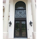 double iron door with huge transom and round top