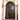 double iron door with clear glass and rusty red frame