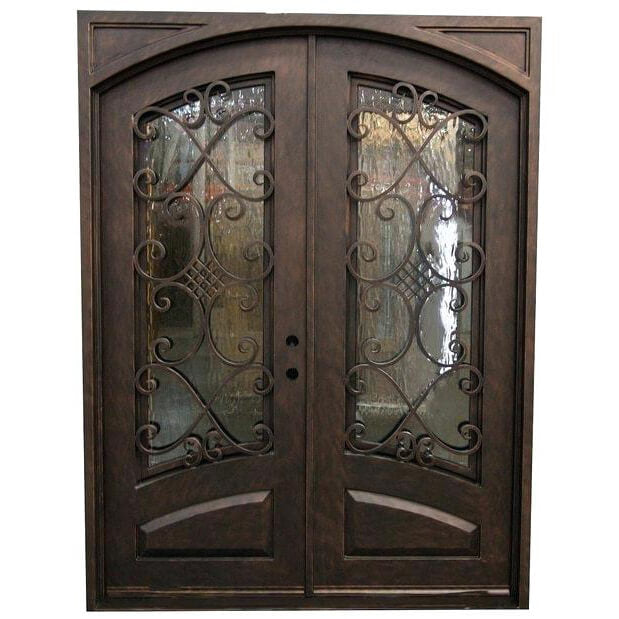 GID nice rusty style wrought iron arched top double door