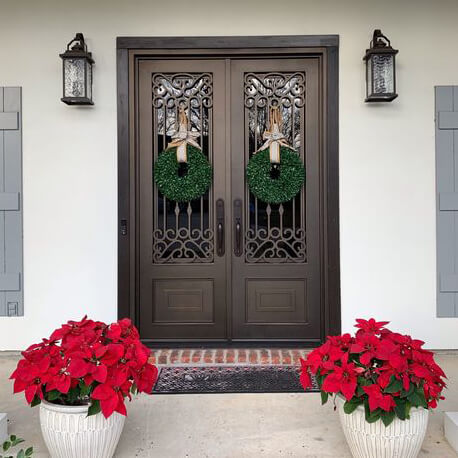 GID decorative iron double door with kickplate and square top