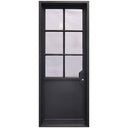 Single iron French door with frosted glass and kickplate