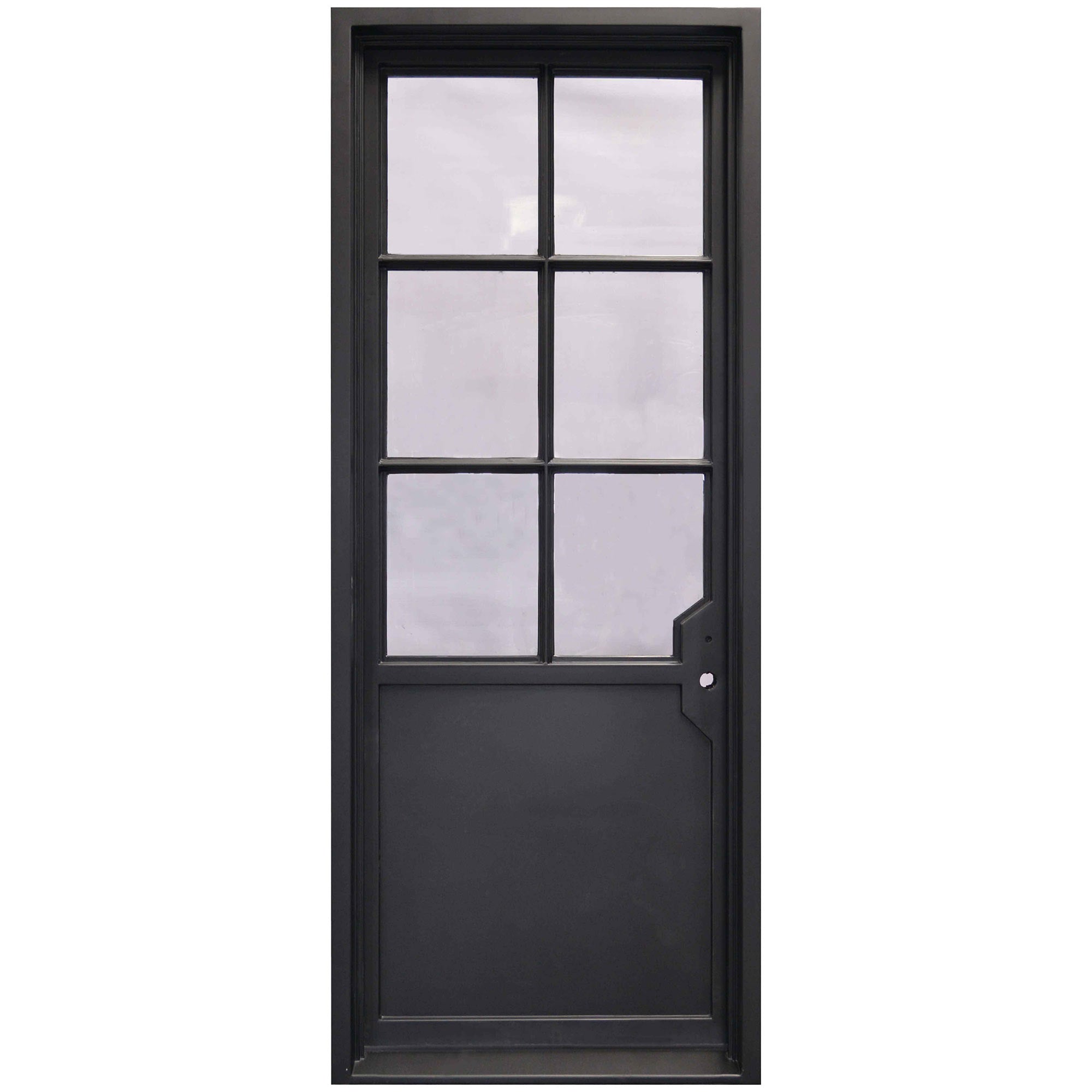 exquisite iron single french door with frosted glass and kickplate