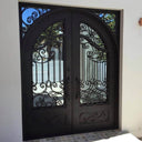 double iron door with clear glass and matte black frame
