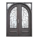 double iron door with square top round inside and aquatex glass