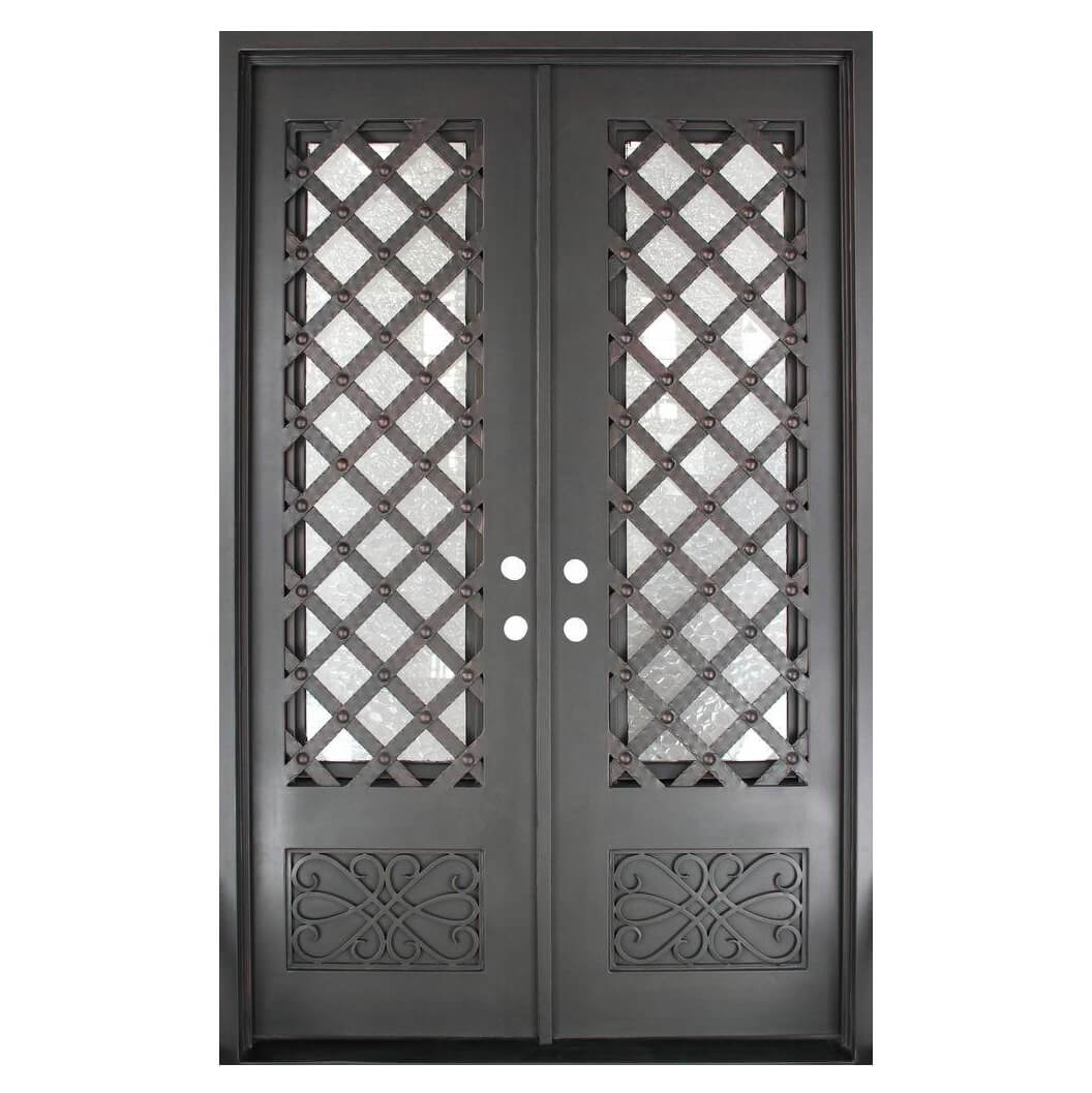 double iron door with kickplate and square top