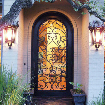 single door with clear glass and round top