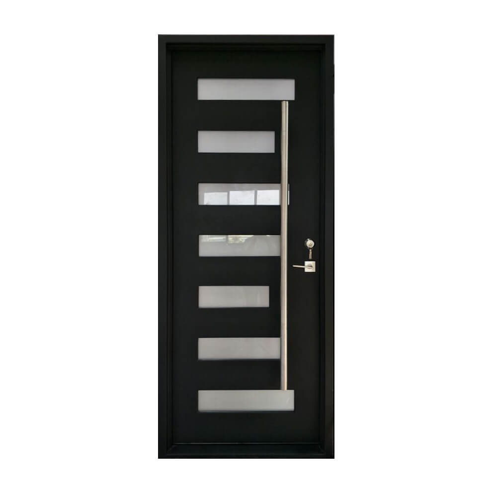 single door with square top and matte black frame