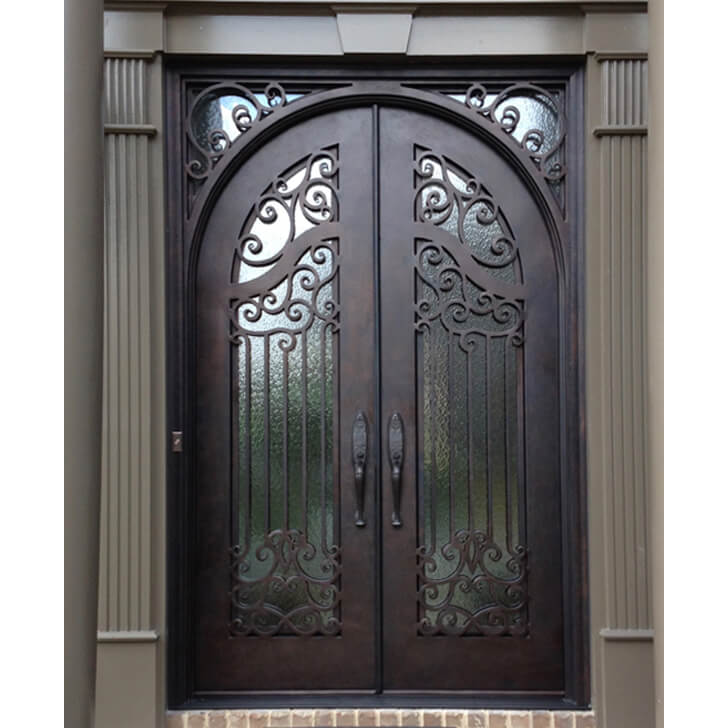 GID forged iron insulated double door with square top and water cubic glass