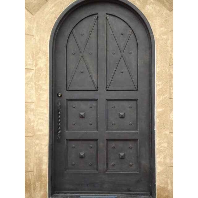 single door with full metal panel and round top