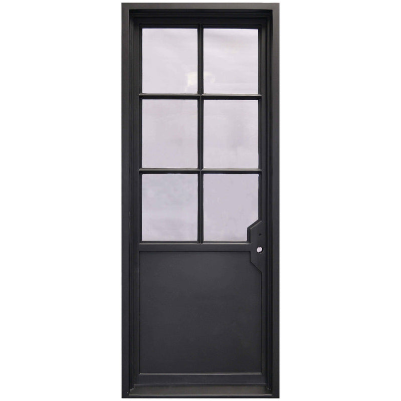 exquisite iron single french door with frosted glass and kickplate