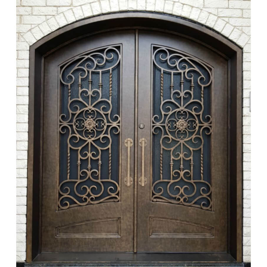 double iron door with retro style and kickplate