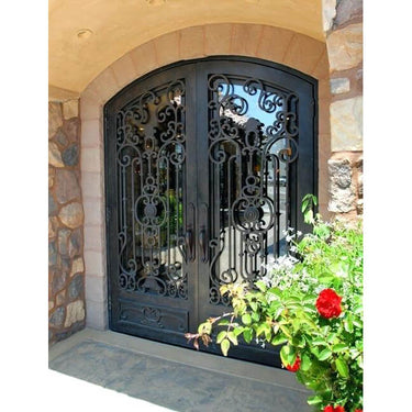 GID forged iron large double door with handmade crafted scrollwork